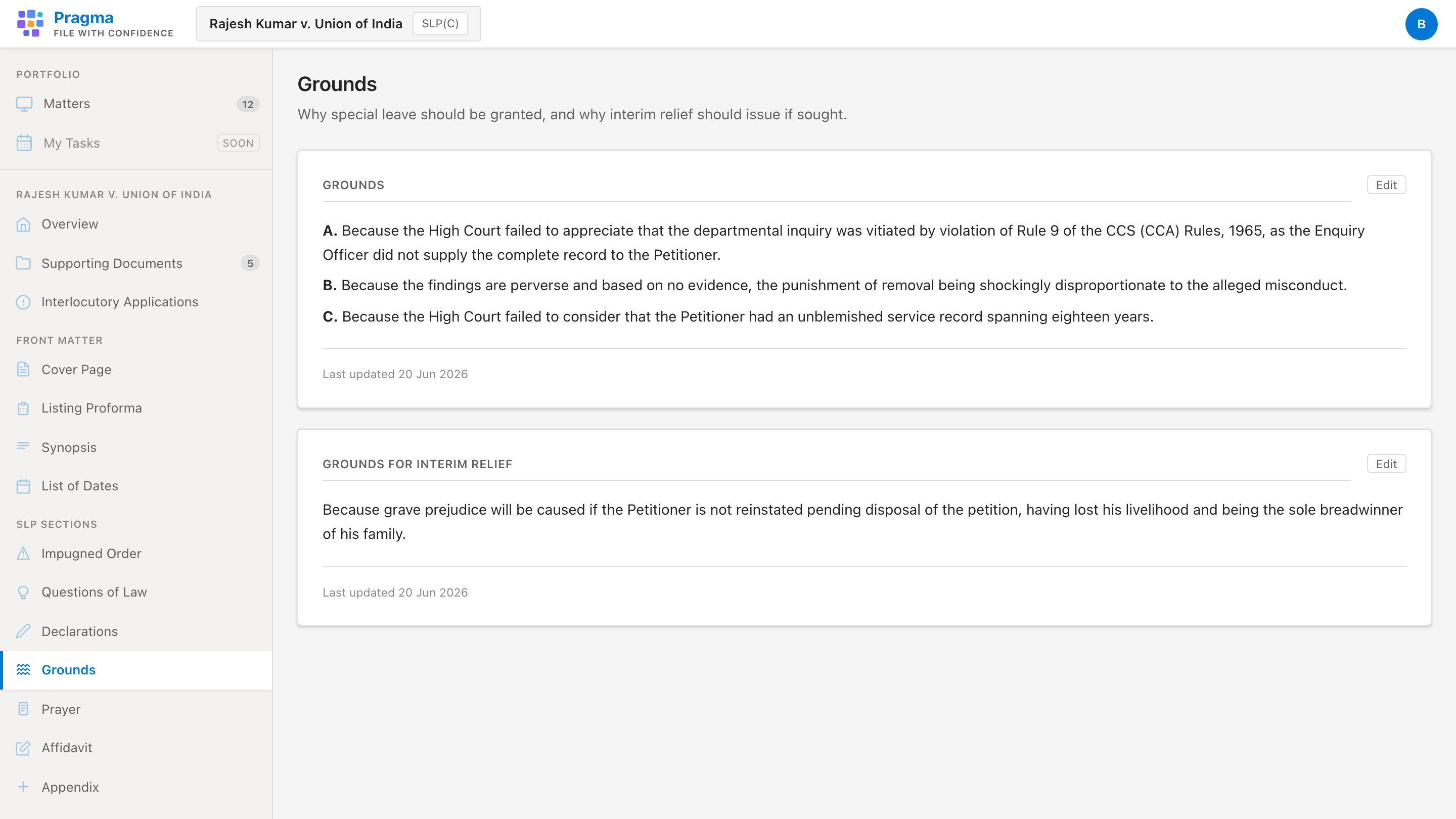 Structure the Form 28 petition
